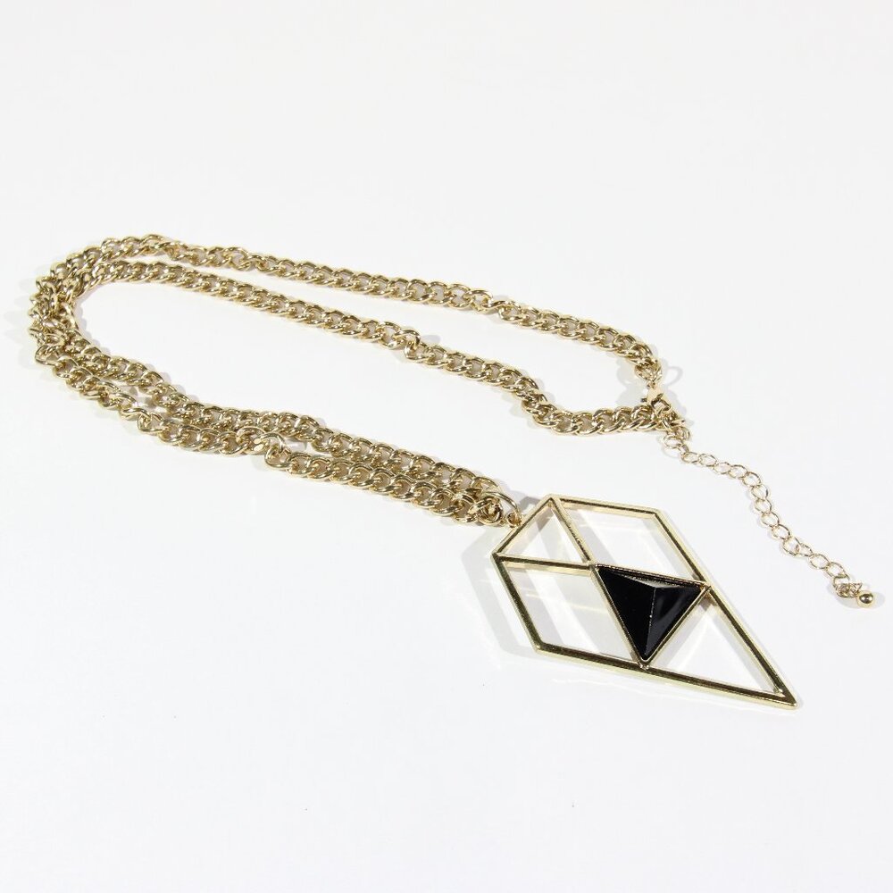Vintage Gold Tone Acrylic Pyramid Necklace